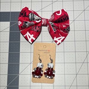 Crimson Kids Hair Bow and Earrings Set